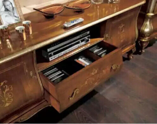 Étagère pour télévision brune Meuble TV Buffet Bahut en bois pour salon Stand Caisson