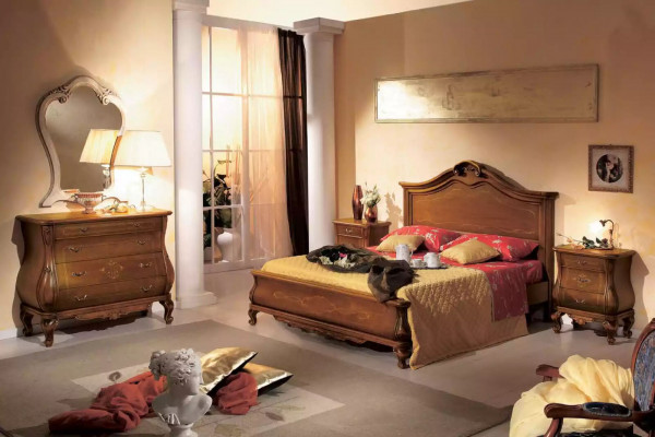 Commode de chambre avec miroir Ensemble de meubles classiques de luxe en bois 2 pièces