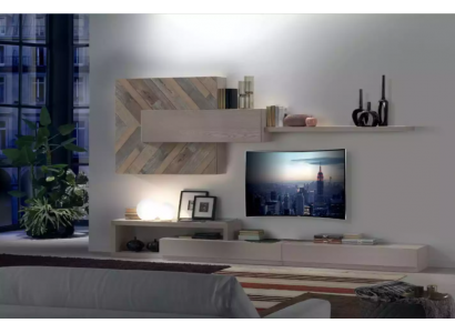 Meuble télévision bas, étagères murales, salon, luxueux, buffet bas, gris, neuf