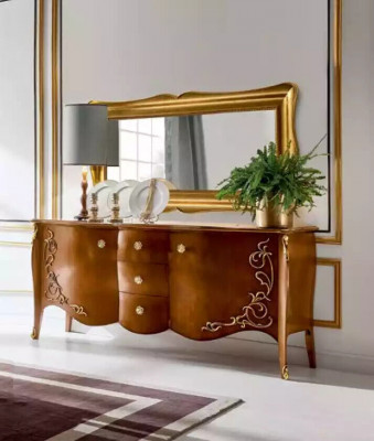 Buffet Mobilier italien Miroir Commode en deux parties Buffet Armoire en bois