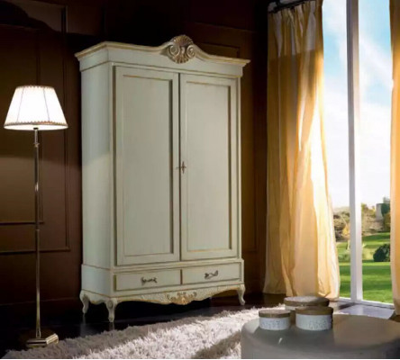 Armoire classique en bois pour dressing, chambre blanche neuve