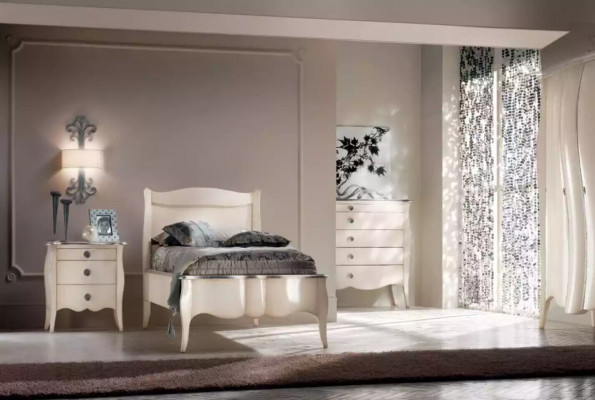 Lit Table de chevet Commode 3 pcs. Ensemble de chambre Design Meubles de luxe neufs