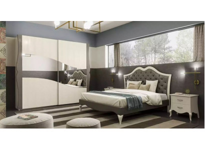 Design Lits Chambre Lit 2x Tables de chevet Mobilier moderne de luxe 3 pièces