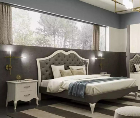 Design Lits Chambre Lit 2x Tables de chevet Mobilier moderne de luxe 3 pièces