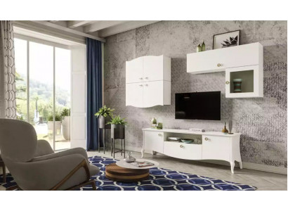 Meuble TV de luxe Salon Meuble TV Lowboard Buffet Buffet Unité murale Blanc neuf