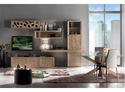 Unité murale Style bois Classique Italien Salon Meuble Armoire
