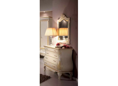 Commode de luxe miroir classique Mobilier de chambre blanc Armoires Commodes