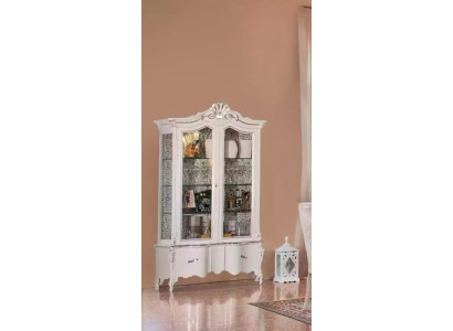 Vitrine de salon italien Armoire de meuble de salon Vitrine en verre blanc.