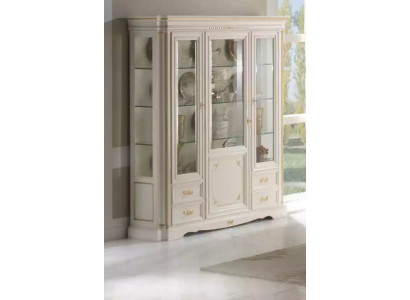 Vitrine classique Armoire de luxe blanche Style italien en bois Meubles en verre
