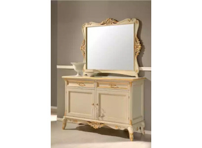 Luxe Buffet Miroir 2pcs Commodes Design de Salon Mobilier Beige