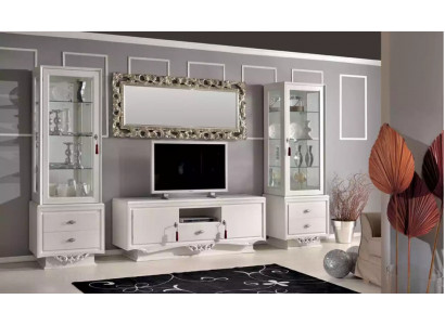 Bahut TV italien pour salon 2x vitrine bahut télé de luxe blanc