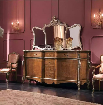 Bahut avec miroir Bahut de salon Design de meubles Armoire Marron neuf