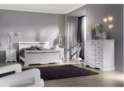 Lit 2x Tables de chevet 4 pièces Ensemble de chambre à coucher Moderne Luxueuse Chambre à coucher nouvelle