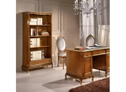 Élégant ensemble de mobilier de bureau en bois brun comprenant un bureau et une étagère pour livres, 2 pièces.