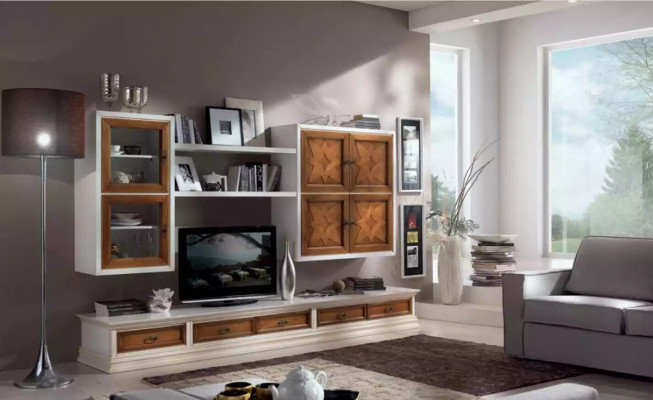 Meuble mural de design de meubles en bois italien pour salon