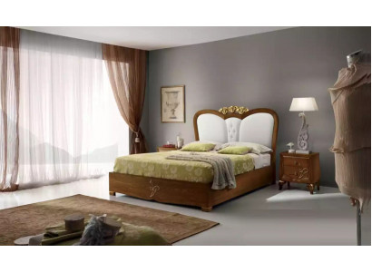 Ensemble de chambre à coucher Lit + 2x Tables de chevet Lits Meubles italiens 3 pièces.