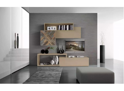 Meuble TV bas TV Armoire Étagères murales Salon Bois Luxe Unité murale Mobilier
