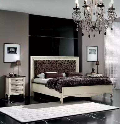 Conception Chambre 3 pièces. Lit 2x Table de chevet Ensemble de lits de luxe Mobilier neuf