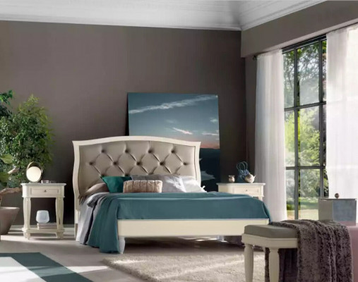 Lit 2x Tables de chevet 3 pcs. Ensemble de chambre Design Moderne de Luxe Groupe