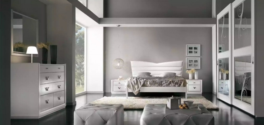 Meubles de design Lit 2x Tables de chevet 3 pièces Ensemble de chambre à coucher Lits de luxe neufs