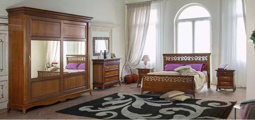 Lit 2x Tables de chevet 6 pièces Chambre à coucher Design Moderne Chambre à coucher de luxe