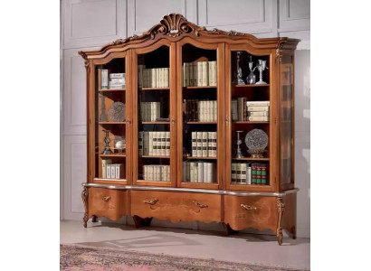 Meuble de rangement en bois massif de luxe classique Bibliothèque Vitrine Étagère Armoire Cabinet Garde-robe