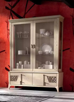 Vitrine de luxe à 2 portes Armoire en bois Salon Meubles de design de vitrines en verre