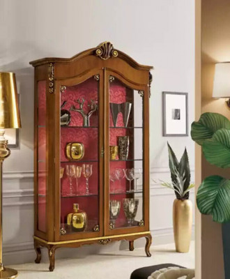 Vitrine en bois Meubles en verre Armoire Marron Vitrines Salon Buffet Nouveau