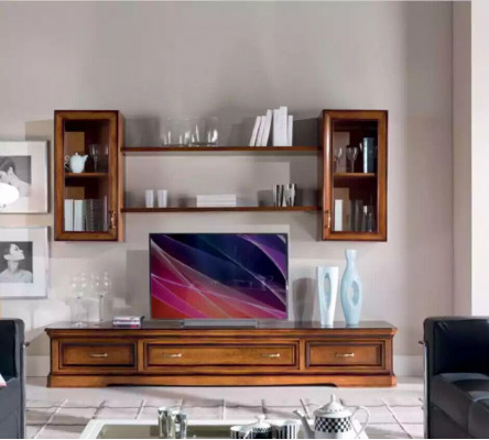 Unité murale classique Étagères murales Buffet Table TV Brun Console basse