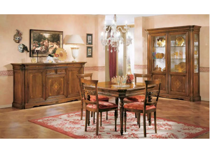 Table à manger 4x chaises Salle à manger Suite 7 pcs. Ensemble Table Chaise Vitrine Bois