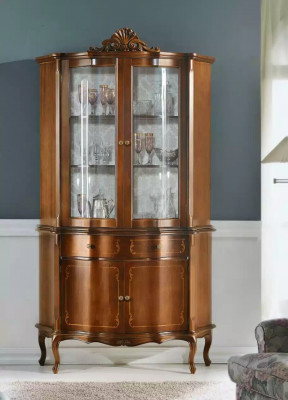 Vitrine en bois de haute qualité, vitrine de luxe Armoire classique Design Mobilier marron