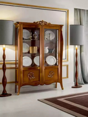 Vitrine de présentation en bois de luxe Buffet Design Marron Mobilier italien Armoire nouveau