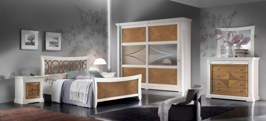 Commode avec miroir Buffets en bois Commodes Meubles 2pcs Blanc Italie
