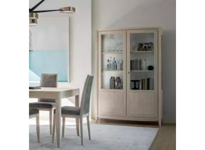 Vitrine Salon Mobilier Bois Vitrines Armoire en Verre Beige Buffet Nouveau
