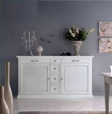 Luxueuse commode blanche en bois Buffet Armoire Mobilier de salon Italie
