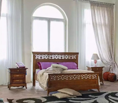 Lit 2x Tables de chevet 3 pcs. Set de chambre à coucher Design Lits de luxe modernes