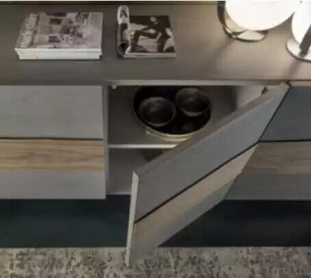 Commode Armoires Bois Luxe Buffet Salon Mobilier Armoire Gris