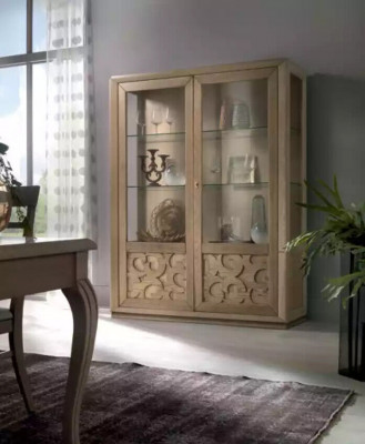 Vitrines en bois Vitrine en verre Armoire marron Vitrine Salon Mobilier Buffet nouveau