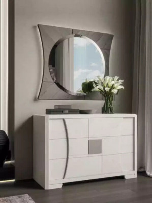 Commode avec miroir Luxueuse commode Console de chambre à coucher nouvelle ensemble de 2 pièces.