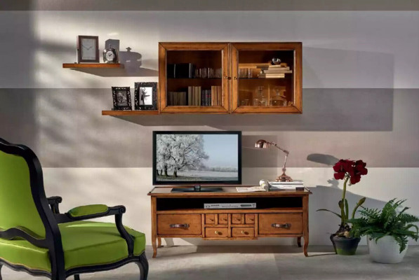 Groupe Meuble mural TV Armoire TV Basse Meuble TV Moderne Marron Ensemble de salon