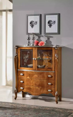 Armoire marron en bois exclusive avec tiroirs nouvelle dans le salon