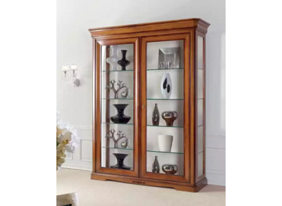 Vitrine classique Armoire Display Classic Vitrine en verre Marron Armoires en bois
