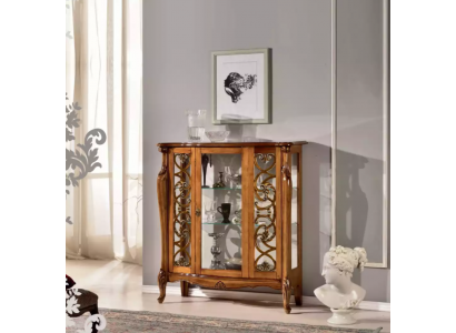 Vitrine classique Meuble de salon Armoires Armoire Vitrine en verre Bois