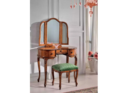 Miroir de coiffeuse brun Ensemble de chambre Tabouret de coiffeuse Coffre de tiroirs