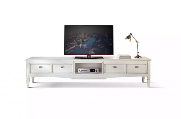 Salon Meuble TV-Meubles Télévision Buffet Style Blanc Luxe Bois