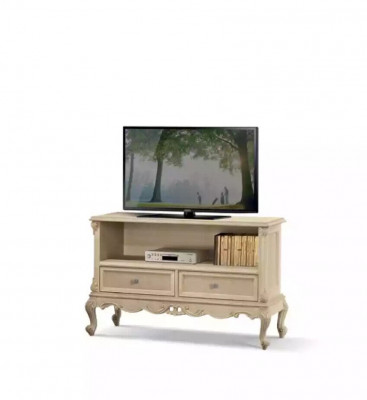 Buffet Armoire télé Meuble TV Bas de salon Design Beige Étagères en bois Italie neuf