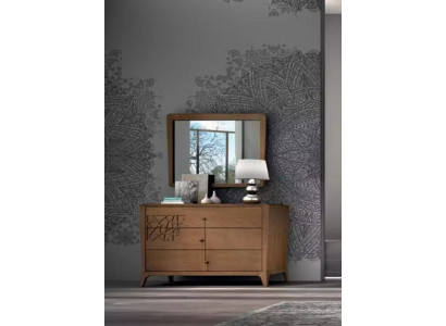 Commode de chambre avec miroir Meuble en bois Armoire Marron Moderne neuf