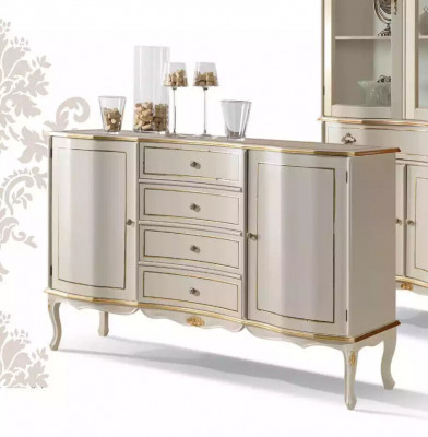 Design classique armoire latérale blanche avec tiroirs Commode de chambre à coucher