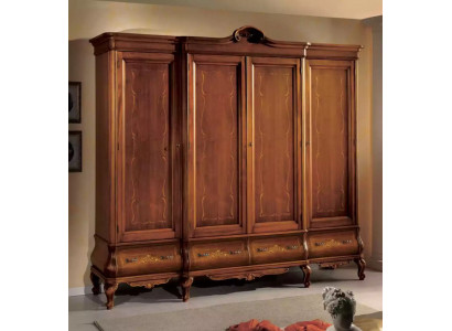 Quatre portes Armoire marron Mobilier de chambre classique en bois