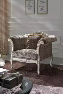 Fauteuil 1 place Canapés rembourrés Design Luxe Canapé Textile Gris neuf